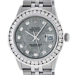 Mens Rolex Stainless Steel Meteorite 3.15 Carat Diamond Datejust Wristwatch
