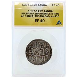 1397-1422 Kulbarga Firuz AR Tanka Coin ANACS EF40