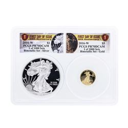 2016 American Silver & Gold Eagle 30th Anniversary Proof Bimetallic Set PCGS PR7