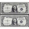 Image 1 : Lot of (2) 1935D $1 Silver Certificate Notes Narrow Uncirculated