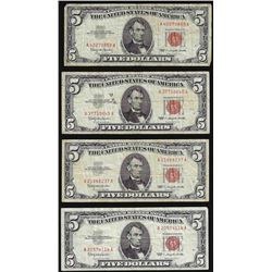 Lot of (4) 1963 $5 Legal Tender Notes