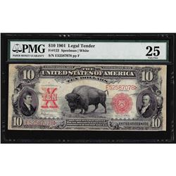 1901 $10 Bison Legal Tender Note PMG VF25