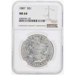 1887 $1 Morgan Silver Dollar Coin NGC MS64