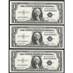 Lot of (3) Consecutive 1935D $1 Silver Certificate Notes Narrow Uncirculated