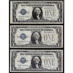 Lot of (3) 1928 $1 Silver Certificate Funnyback Notes
