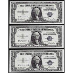Lot of (3) 1935E Consecutive $1 Silver Certificate Notes Uncirculated