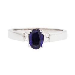14KT White Gold Lady's 0.77ct Sapphire and Diamond Ring