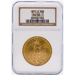 1914-S $20 St. Gaudens Double Eagle Gold Coin NGC MS63