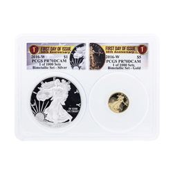 2016 American Silver & Gold Eagle 30th Anniversary Proof Bimetallic Set PCGS PR7