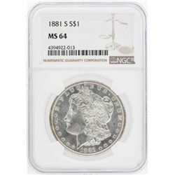 1881-S $1 Morgan Silver Dollar Coin NGC MS64