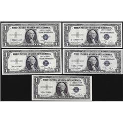 Lot of (5) 1935D $1 Silver Certificate Notes Narrow Uncirculated