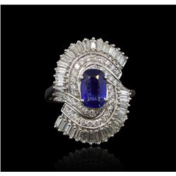 14KT White Gold 3.03ct GIA Cert Sapphire and Diamond Ring