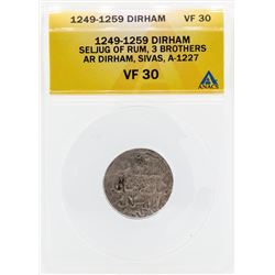 1249-1259 Dirham Seljug of Rum 3 Brothers Coin ANACS VF30