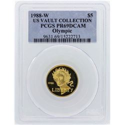 1988-W $5 US Vault Collection Olympic Gold Coin PCGS PR69DCAM