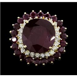 14KT Yellow Gold 15.01ctw Ruby and Diamond Ring