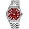 Image 9 : Mens Rolex Stainless Steel Red String Diamond Datejust Wristwatch