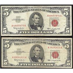 Lot of (2) 1963 $5 Legal Tender Notes
