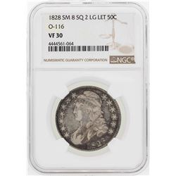 1828 Small 8 Square 2 Large Letter Capper Bust Half Dollar Coin NGC VF30