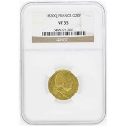 1820Q France 20 Francs Gold Coin NGC VF35