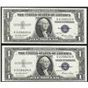 Image 1 : Lot of (2) 1935E Consecutive $1 Silver Certificate Notes Uncirculated