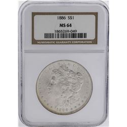 1886 $1 Morgan Silver Dollar Coin NGC MS64