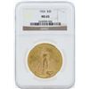 Image 1 : 1924 $20 St. Gaudens Double Eagle Gold Coin NGC MS65