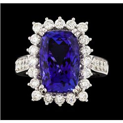 Platinum 7.64ct Tanzanite and Diamond Ring