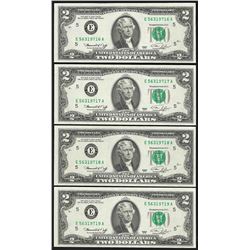 Lot of (4) Consecutive 1976 $2 Federal Reserve Notes Uncirculated