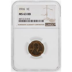 1916 Lincoln Wheat Penny Coin NGC MS63RB