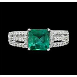 18KT White Gold 1.99ct Emerald and Diamond Ring