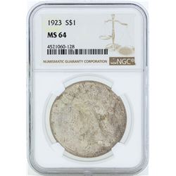 1923 $1 Peace Silver Dollar Coin NGC MS64