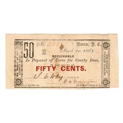 1863 Fifty Cents Relief of Soldiers Families Tax Certificate