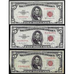 Lot of (3) 1953 $5 Legal Tender Notes