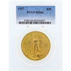 1927 $20 St. Gaudens Double Eagle Gold Coin PCGS MS66