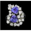 Image 1 : 14KT White Gold 3.57ctw Tanzanite and Diamond Ring