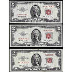 Lot of (3) 1953 $2 Legal Tender STAR Notes