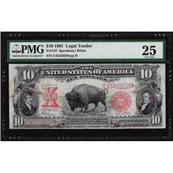 1901 $10 Bison Legal Tender Note PMG VF25