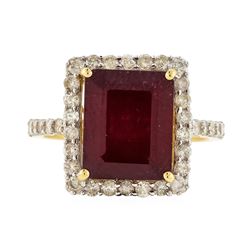 14KT Yellow Gold 5.96ct Ruby and Diamond Ring