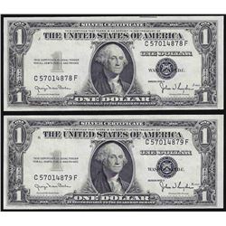 Lot of (2) Consecutive 1935D $1 Silver Certificate Notes Wide Uncirculated