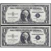 Image 1 : Lot of (2) Consecutive 1935D $1 Silver Certificate Notes Wide Uncirculated