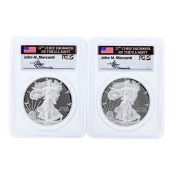 Set of (2) 2015-W $1 American Silver Eagle Coins PCGS PR70DCAM
