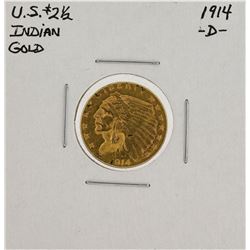 1914-D $2 1/2 Indian Head Quarter Eagle Gold Coin