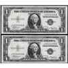 Image 1 : Lot of (2) Consecutive 1935A $1 Silver Certificate Notes Uncirculated