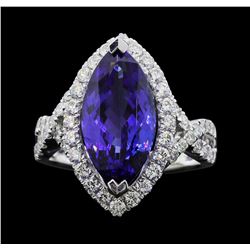 Platinum 6.41ct Tanzanite and Diamond Ring
