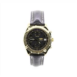 18KT Yellow Gold Breitling Chronomat Watch with Leather Bracelet
