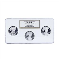 2001-2003 $1 American Silver Eagle Coin Set NGC PF69 Ultra Cameo