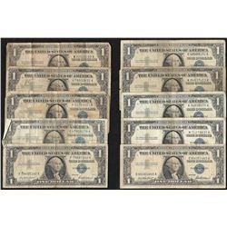 Lot of (10) 1935 & 1957 $1 Silver Certificate Notes