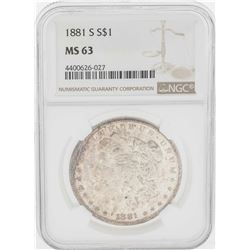 1881-S $1 Morgan Silver Dollar Coin NGC MS63