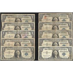 Lot of (10) 1935 & 1957 $1 Silver Certificate Notes