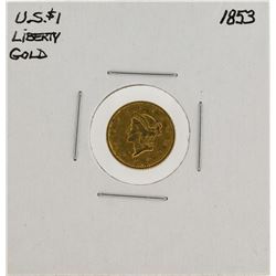 1853 $1 Liberty Head Gold Dollar Coin